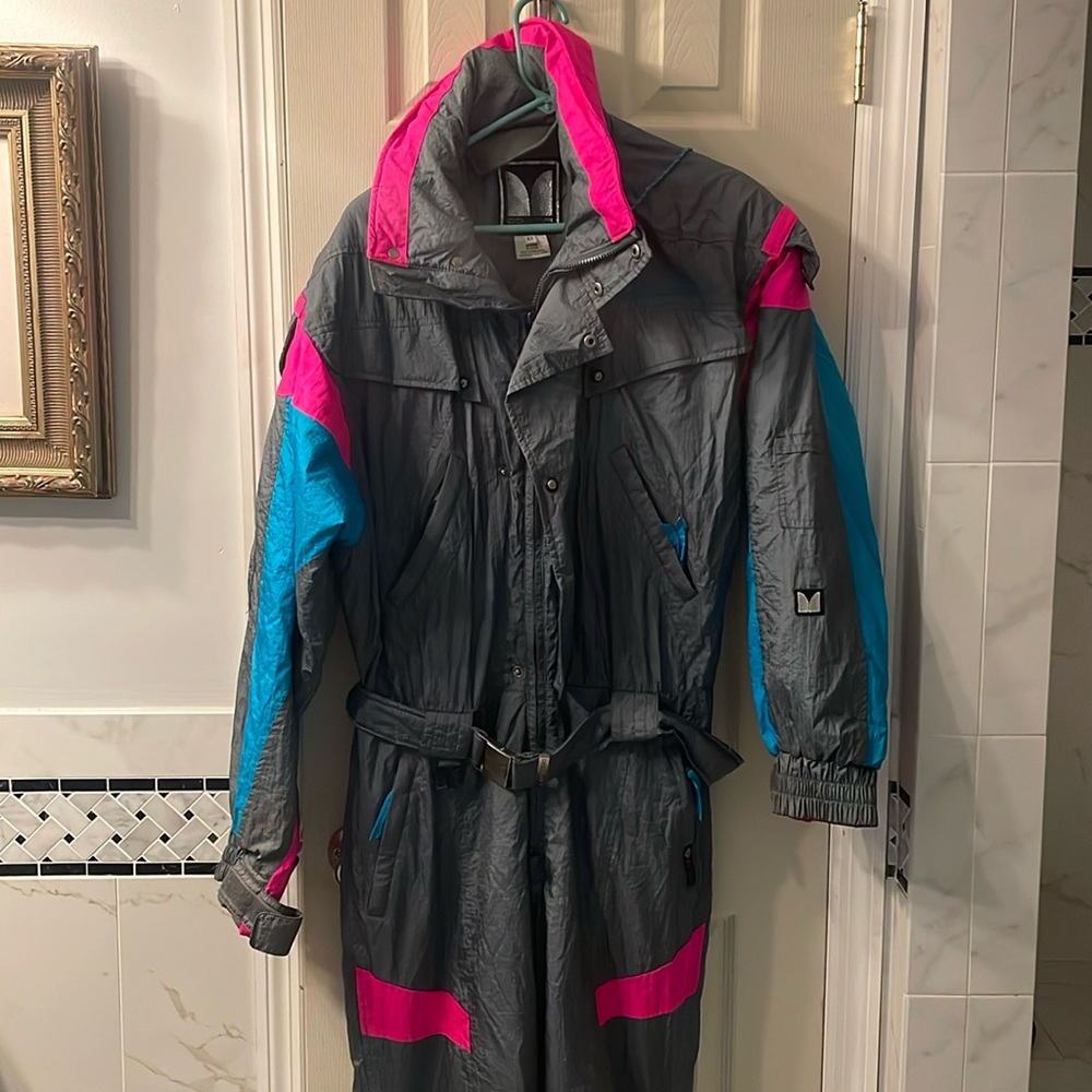 Vintage COULOIR Ski Suit 42 Blue One Piece Snow Snowsuit 80s Skiing EUC